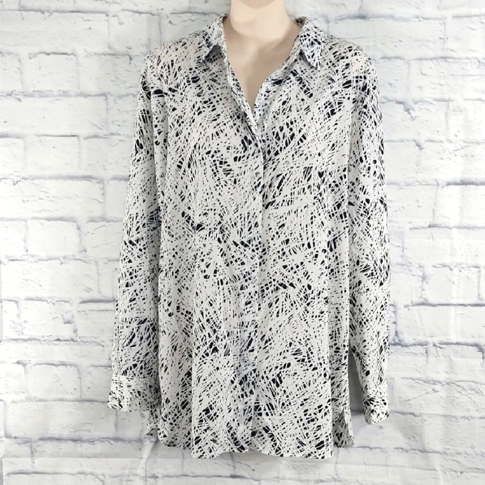 🔵BOGO FREE🔵 Ellen Tracy Top Button Down Long Sleeve Sz L